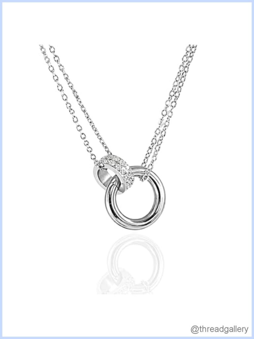 14K Gold Silver Plated Interlocking Double Circle Necklace Stainless Steel
